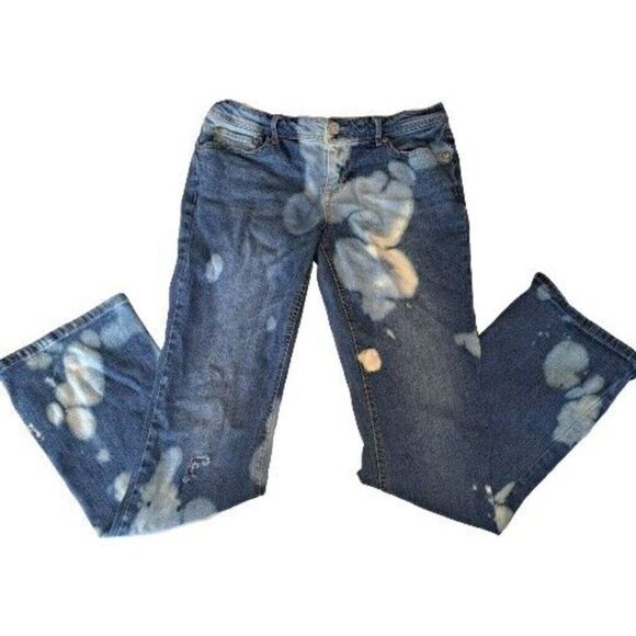 Aeropostale Women's Size 8 Blue Jeans 28x28 Custom Bleached Distressed - Picture 1 of 7